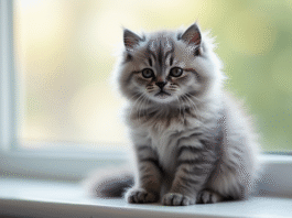 Chaton angora gris : Tout ce qu’il faut savoir avant d’adopter Chaton angora gris sur une fenêtre lumineuse