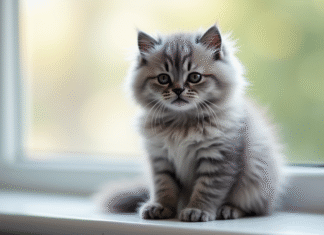 Chaton angora gris : Tout ce qu’il faut savoir avant d’adopter Chaton angora gris sur une fenêtre lumineuse