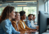 Équipe de professionnels collaborant dans un bureau moderne