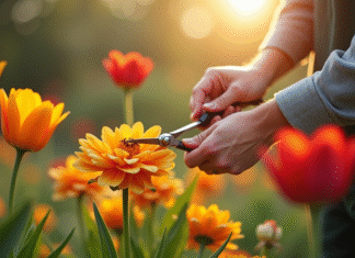 L’entretien des fleurs en T : des conseils indispensables Jardinier taillant des fleurs T en plein soleil
