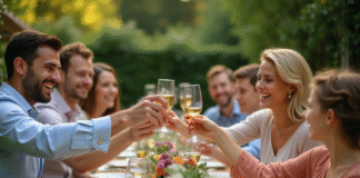 Fête réussie : organisez l’événement parfait pour des souvenirs mémorables ! Groupe d'amis et famille qui trinquent lors d'une fête en plein air