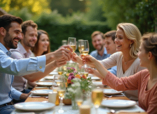 Fête réussie : organisez l’événement parfait pour des souvenirs mémorables ! Groupe d'amis et famille qui trinquent lors d'une fête en plein air