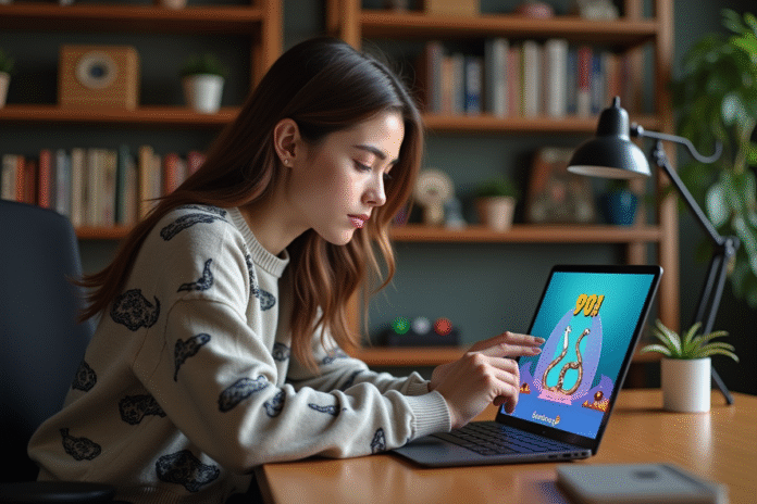 Jeune femme étudiant avec tablette et jeu snake
