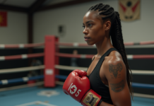 Nombre de rounds en boxe pour les combats féminins ? Jeune boxeuse concentrée dans son coin de ring