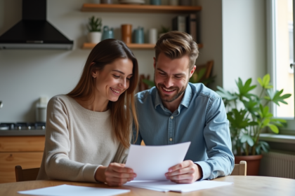Jeune couple français dans une cuisine moderne à Paris