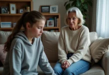 Reconnaître un parent toxique : 5 signes à repérer pour agir Femme d'âge moyen dans un salon observant une adolescente pensive