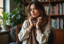 Femme élégante dans un intérieur cosy et lumineux