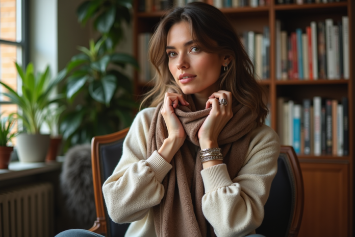 femme-vintage-mode-cozy Femme élégante dans un intérieur cosy et lumineux