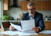 Revenus locatifs : fiscalité et déclaration, ce qu’il faut savoir ! Homme d'âge moyen vérifiant documents de location à la maison