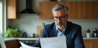 Revenus locatifs : fiscalité et déclaration, ce qu’il faut savoir ! Homme d'âge moyen vérifiant documents de location à la maison