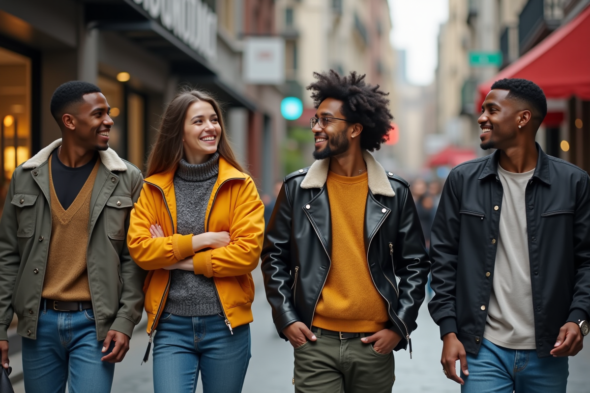 Groupe de jeunes adultes mode dans la rue urbaine