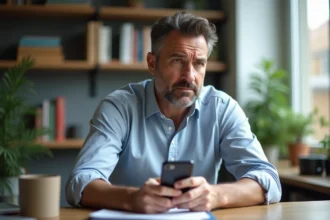 Homme d'âge moyen dans un bureau moderne en réflexion